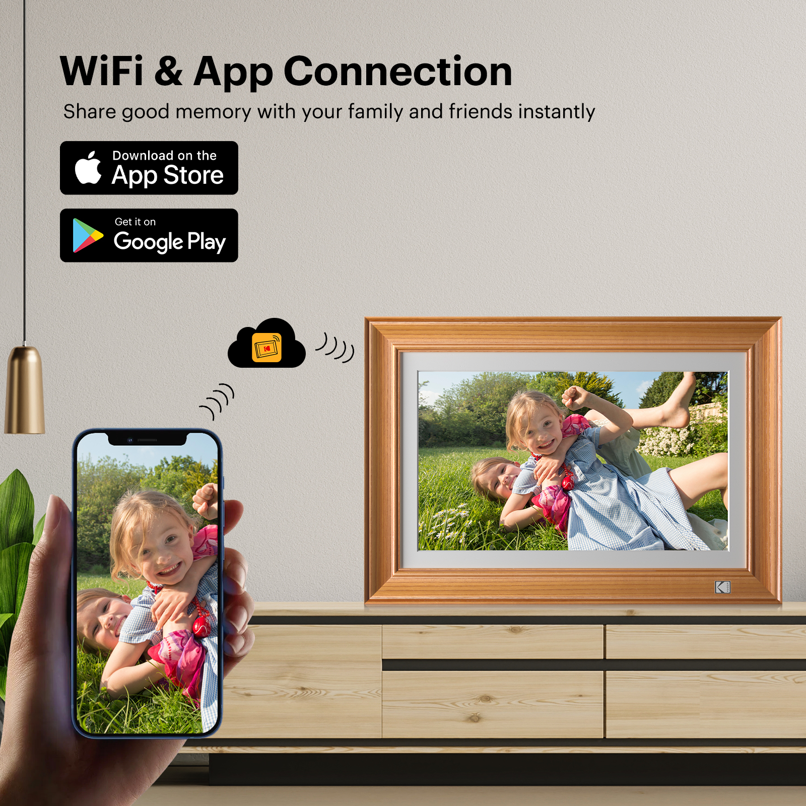 KODAK 14.1 インチ デジタル フォト フレーム WiFi 対応 1920x1080 IPS スクリーン、画像音楽付き