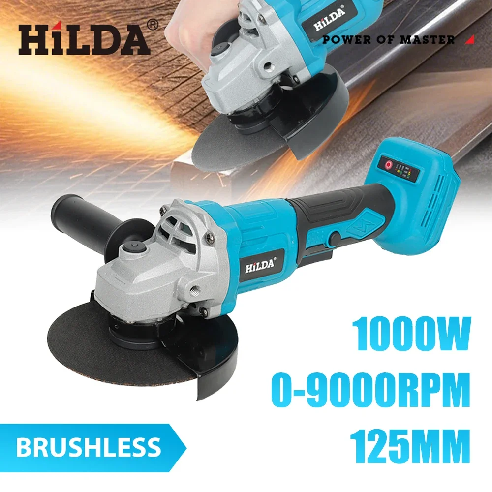 HILDA 21V ハンドヘルドブラシレスアングルグラインダー切断充電式電動工具研磨機グラインダーマキタバッテリー用