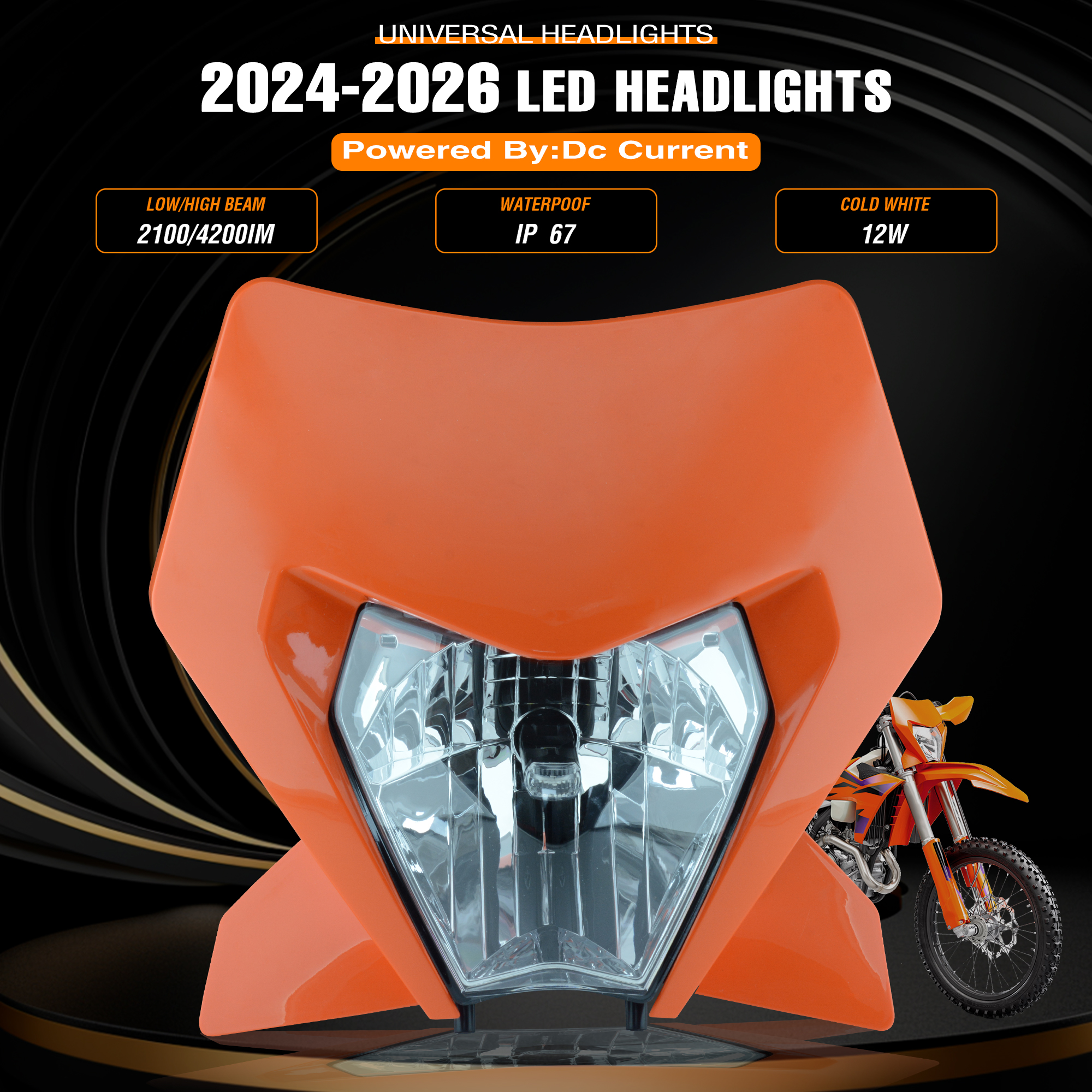 Queen X オートバイダートバイク LED ヘッドライト KTM EXC XCW 2024 2025 2026 ダートバイクエンデューロハードライトヘッドランプ