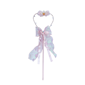 ER Factory Princess Wand, Crown, Lace, Angel Wand, Girls' Magic Ribbon Wand, Costume, Costume Props, Role-Playing