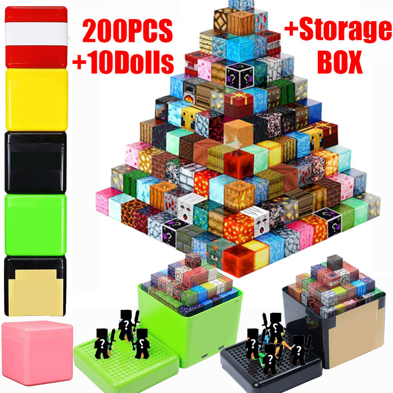 200 個磁気ビルディングブロック収納ボックスマグネットセットレンガ幹建設 DIY 知育玩具子供の誕生日ギフト
