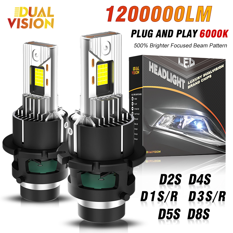 D2S D4S D1S LED Headlight HID D2R D3S D8S LED Headlamp Bulbs 1000000LM Xenon Car Lights Turbo Lamps Canbus 6000K 4500W Plug&Play