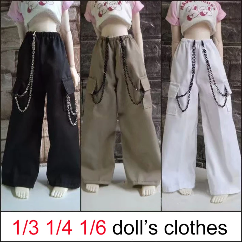 新しい 1/6 1/4 1/3 人形の服 30/45/60 センチメートル Bjd 人形ワークパンツ白/ブラウン/ブラックドレスアップガールギフト人形アクセサリー、人形なし