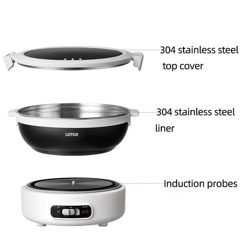 1.2L 電気調理鍋ポータブル折りたたみ炊飯器旅行 Multicooker 分割鍋 304 ステンレス鋼電気スキルト 500 ワット