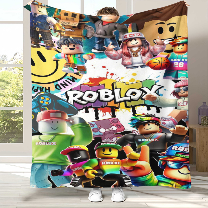 ゲーム R-Robloxs 漫画フランネルブランケット、ウルトラソフトで暖かいぬいぐるみスロー、自宅の寝室、ベッド、ソファカバー、オフィス、キャンプ、ピクニックギフト用