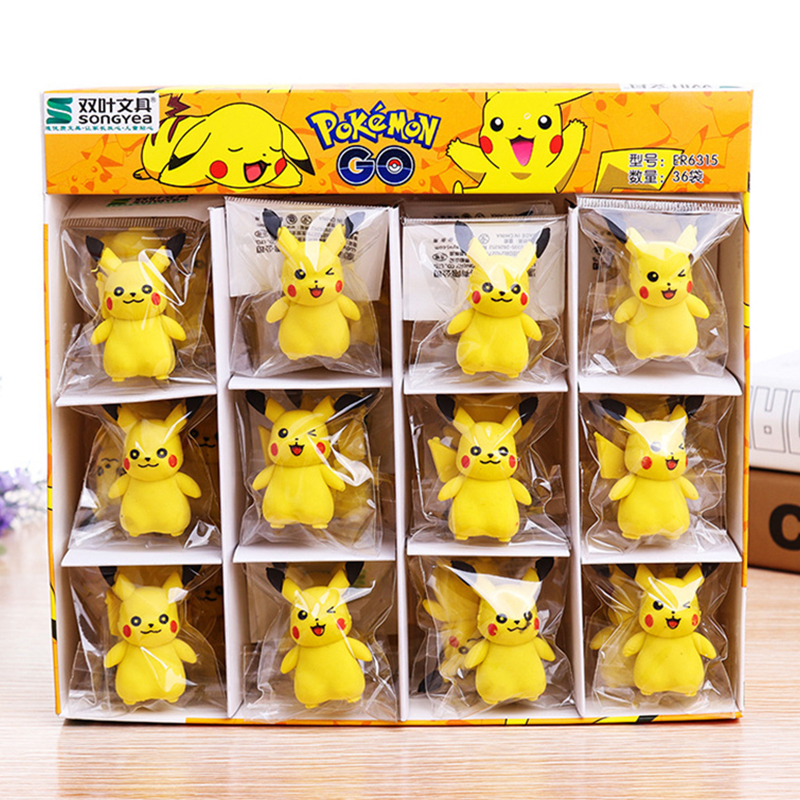 ポケモン消しゴム 36 個セット アニメフィギュア ピカチュウ 学生用文房具 子供向け 3D消しゴム おもちゃ 誕生日プレゼント