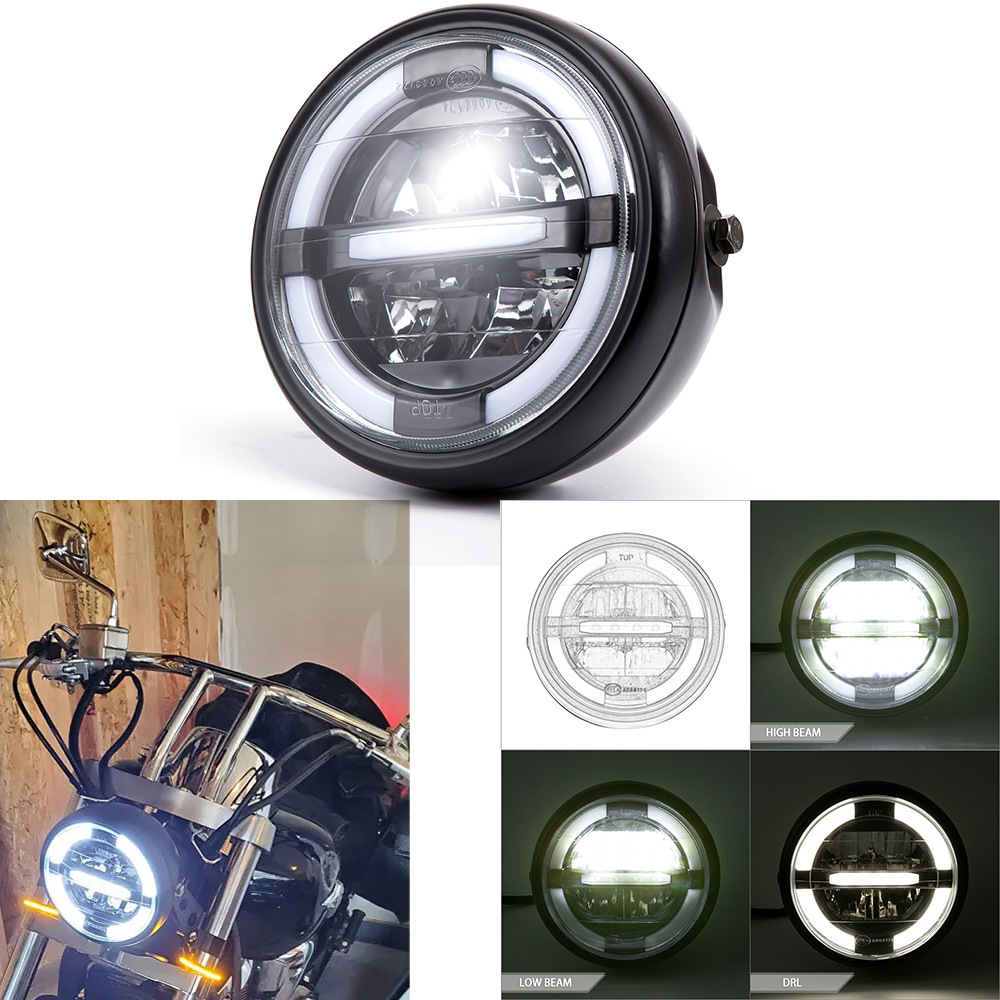 6.8 "LED オートバイヘッドライト高低ビーム Duytime ランニングライト DRL カワサキ VN バルカン 500 750 800 900 1700