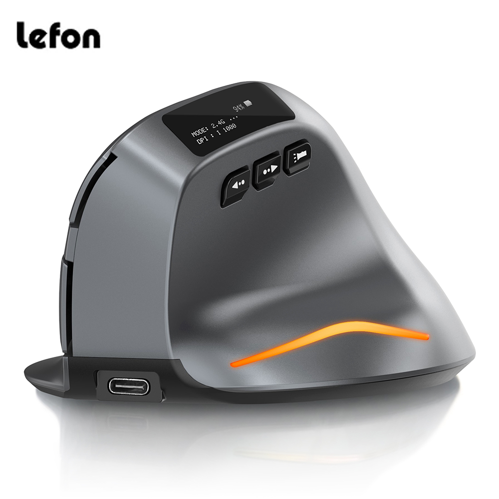 Lefon F26C 垂直マウス ワイヤレス OLED スクリーン付き Bluetooth 人間工学に基づいたマウス 光学式充電式ゲーミングマウス PC ラップトップ用