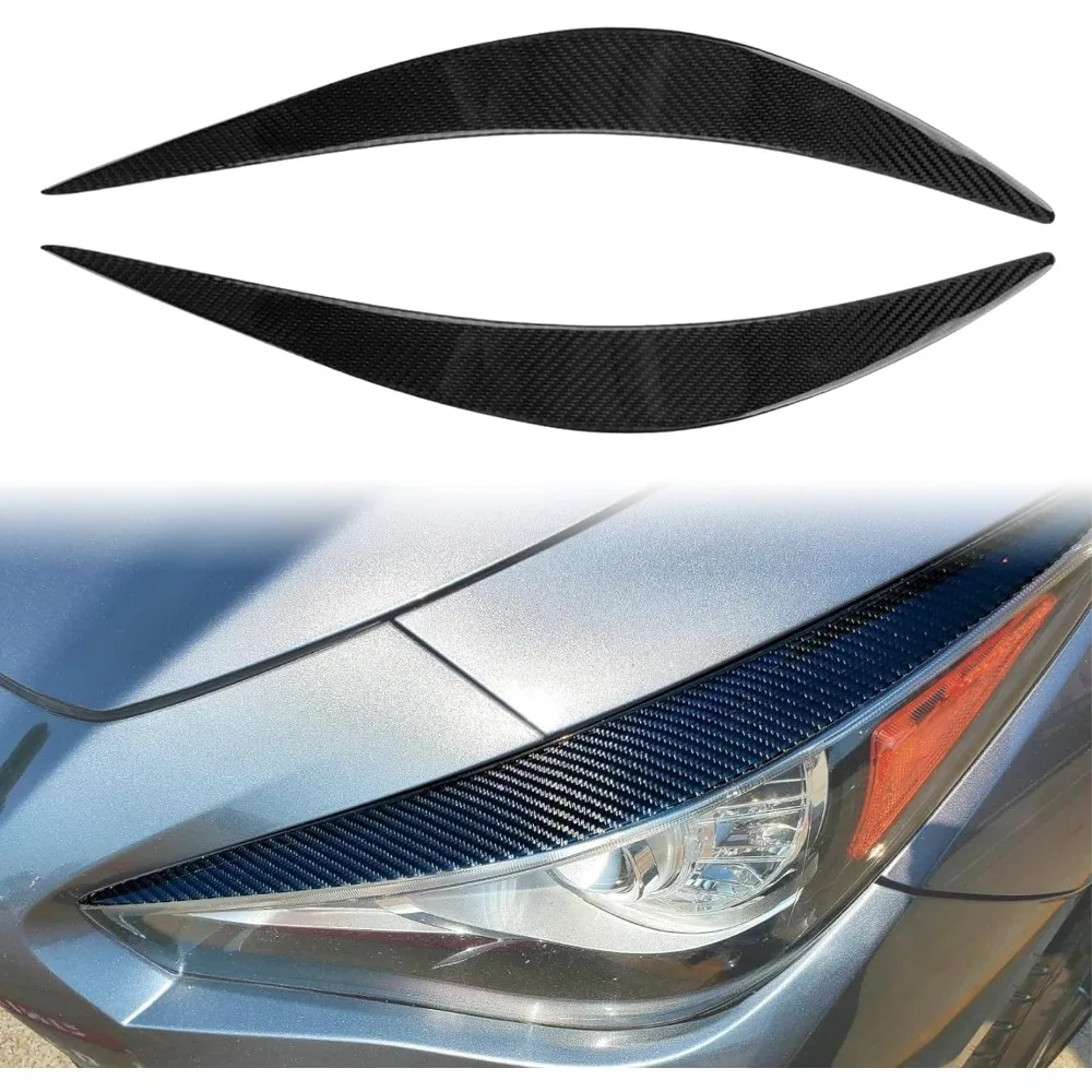 インフィニティ Q50 2014-2019 車のフロントライトフロントランプまぶた眉毛カバー炭素繊維ヘッドライト眉毛