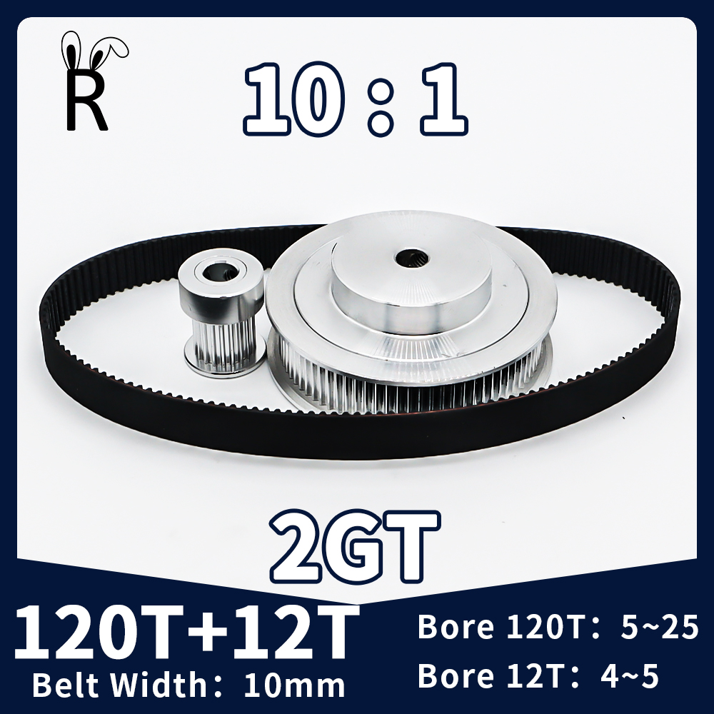 120T 12T 2GT ベルトプーリーセットベルト幅 10 ミリメートル 120 歯 12 歯プーリーキット削減 10:1 GT2 同期ホイールセットタイミングプーリー