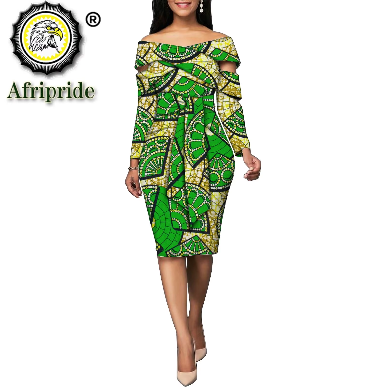 2026 アフリカプリントドレス女性のための夏 Dashiki ドレスサッシュアンカラ Omighty 生地パーティードレス S1925061