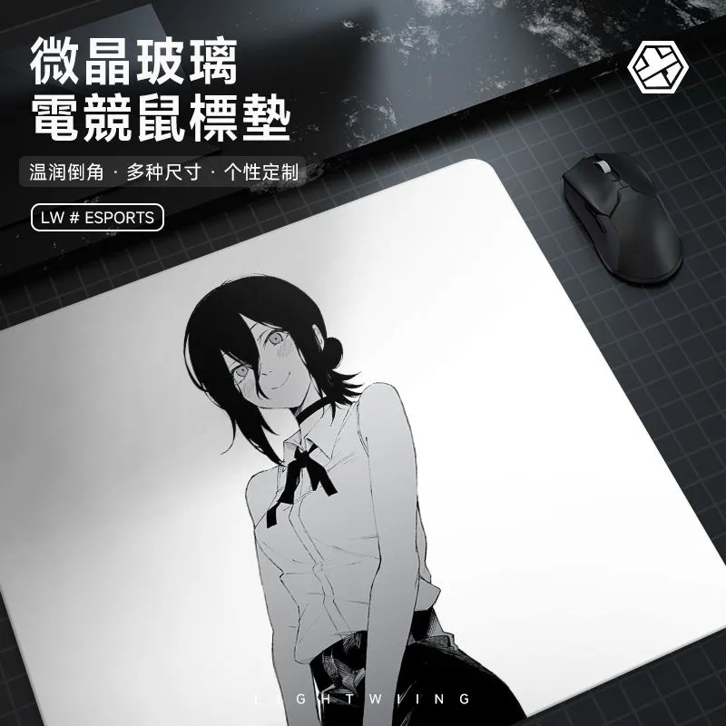 日本のアニメの女の子 Y2K ガラス ゲーム マウス パッド スムーズ つや消し表面 デスク マット 強化 アップグレード FPS オフィス マウスパッド E スポーツ