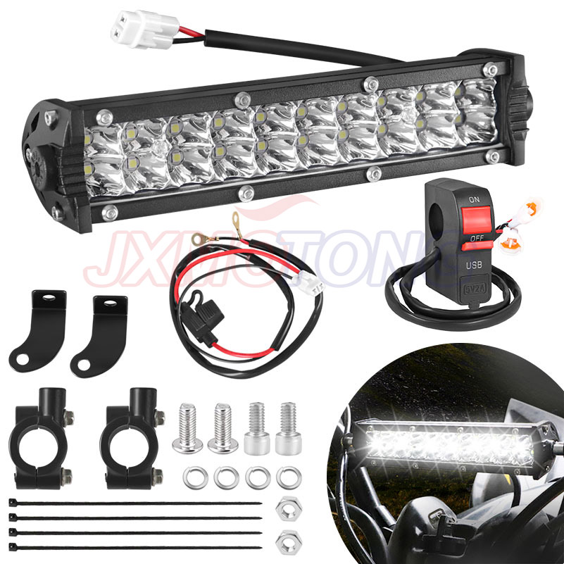 LED ヘッドライトオートバイハンドルバー LED ライトバーセット CRF110 KLX110 TTR110 YZ250F CRF230F CRF250R 用 USB ソケット充電器付き