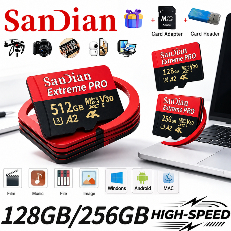 高速ストレージSDカード 128GB オリジナルマイクロTFカード 256GB クラス10 カメラ/PC/スマートフォン用