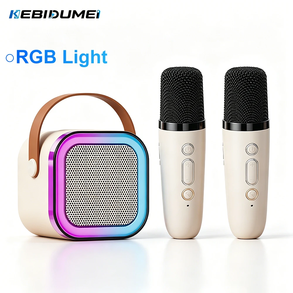 KEBIDUMIEI Bluetooth 5.3 スピーカー RGB カラフルなスピーカー KTV 用マイク付きカラオケワイヤレスマイク誕生日パーティー用