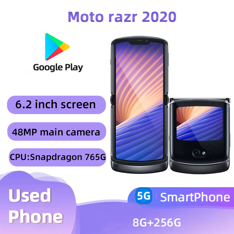 Motorola Razr 2020 5g オリジナル Android スマートフォン CPU Snapdragon 765G フリップスクリーン 48MP カメラが中古電話のロックを解除
