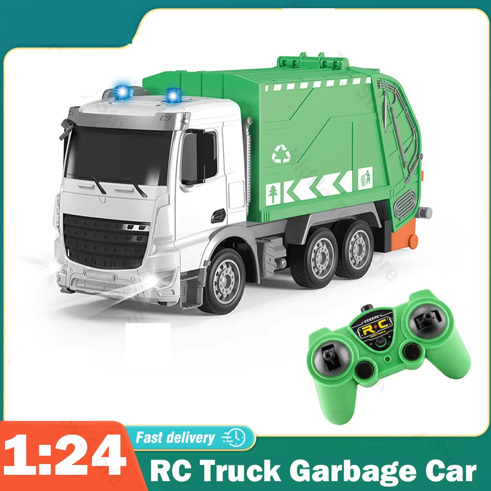 1:24 RC トラックゴミ車大型トラクターモデルエンジニアリングカーラジオ制御衛生電気自動車車のおもちゃ男の子のためのギフト