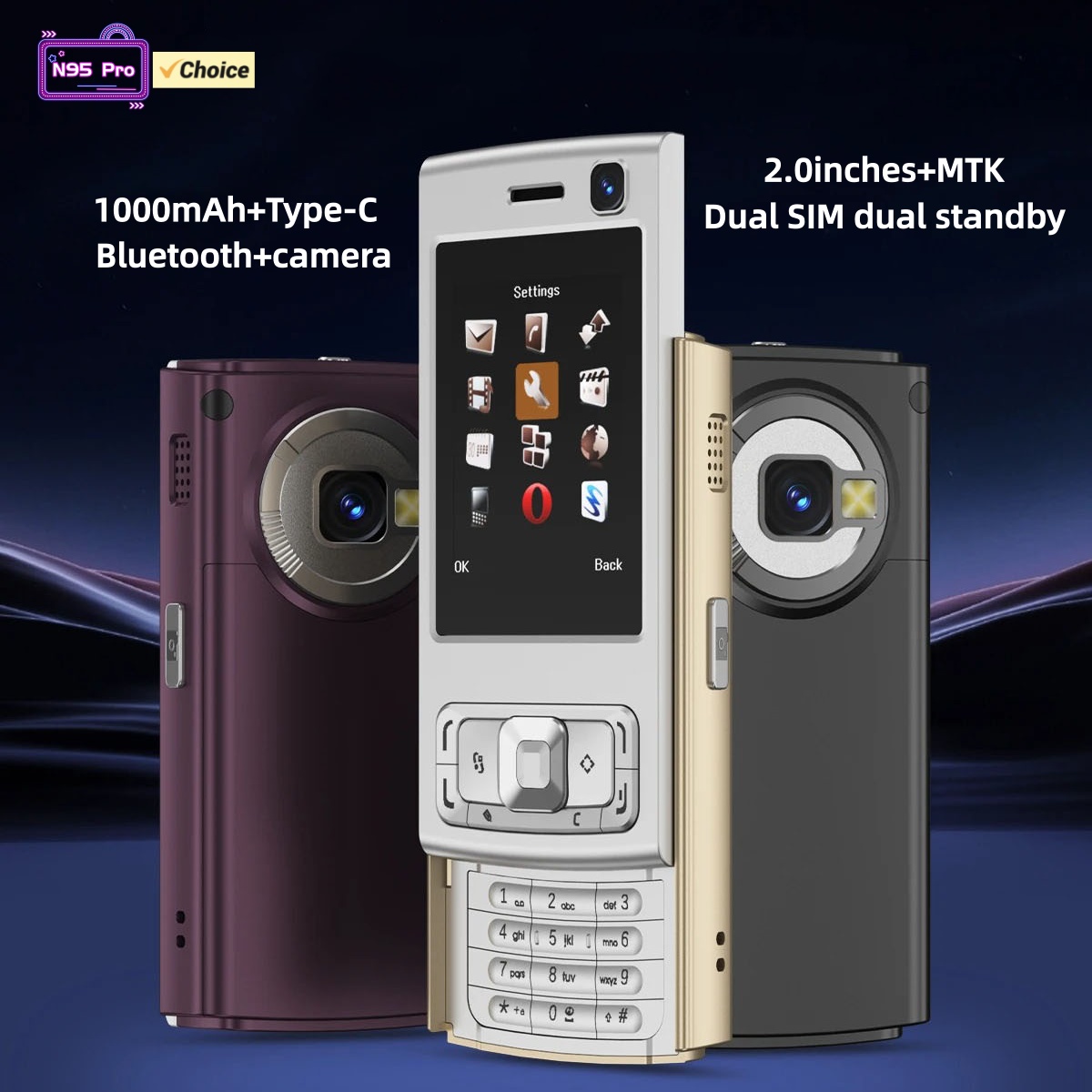 N95 プロ 2 グラムミニ携帯電話 2.0 インチデュアル SIM Daul スタンバイ GSM 携帯電話懐中電灯 FM ラジオ Bluetooth スタイリッシュなスライダー電話