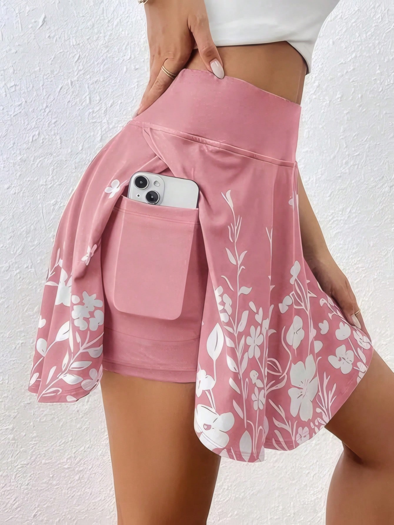 プラスサイズ 1XL-5XL 新しいレディースファッションハイウエストスカートパンツレディース電話ポケットシンプルな花柄レディースカジュアルショーツ