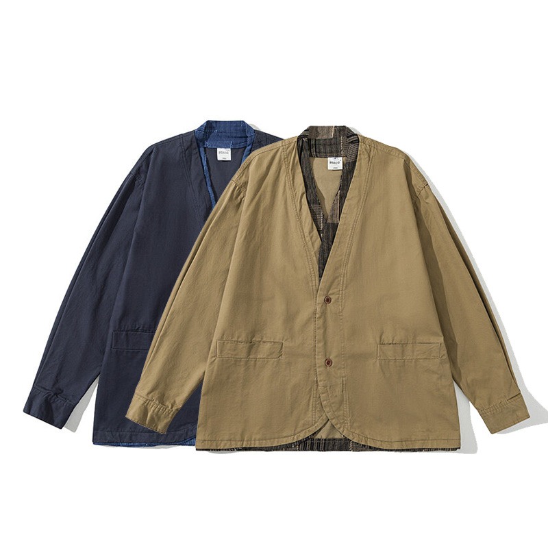 春日本のストリート Amikaji ファッションヴィンテージ純綿ジャケットメンズスプライスファッションルーズカジュアル秋コートアウター