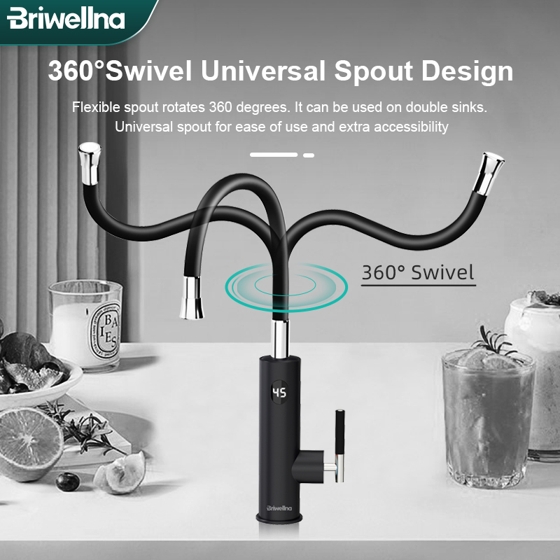 Briwellna 電気蛇口ユニバーサルスパウト給湯器 220V 加熱タップインスタント給湯器ステンレス鋼の蛇口間欠泉