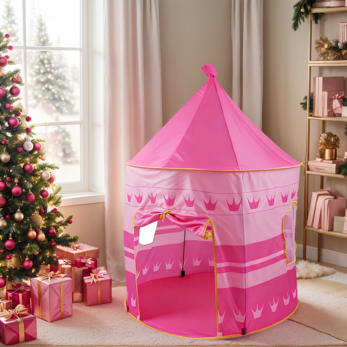 子供用楽しいパオテント、ポータブルプレイハウスおもちゃの城、プリンセスおとぎ話のおもちゃプレイハウス、屋外レジャープレイテント、ビーチと芝生のおもちゃ、子供のホリデーギフト、クリスマスとハロウィーンのギフト