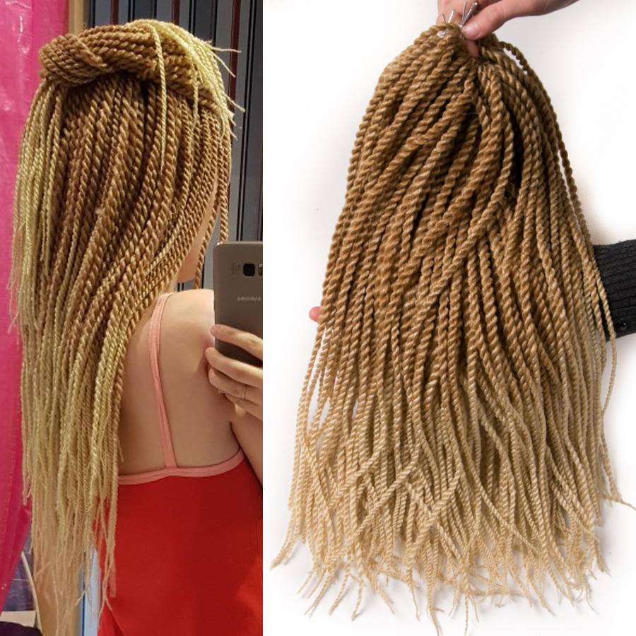 合成ブロンドオンブルかぎ針編み三つ編み 30 ストランド/パック 18 インチ小さなセネガルツイストヘア編組ヘアエクステンション