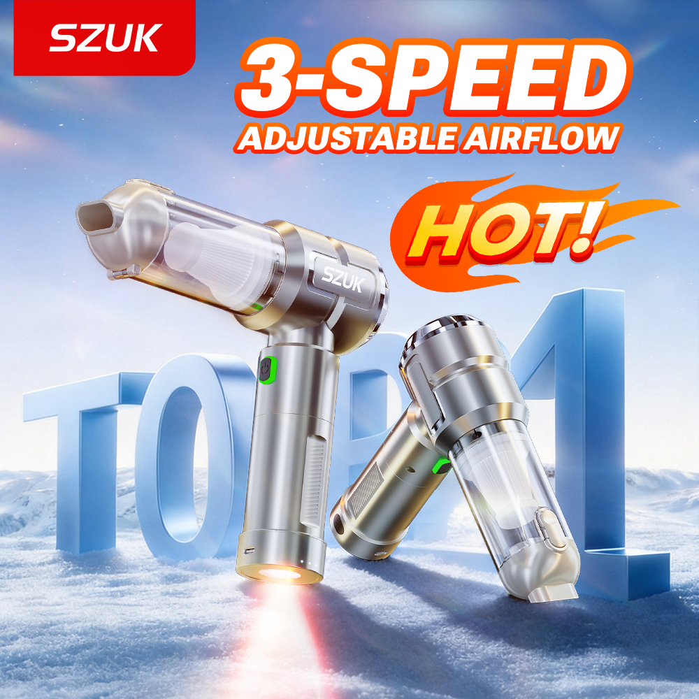 SZUK 20000PA 車用掃除機ミニブロワーハンドヘルド洗浄機 LED ライト付き強力なポータブルワイヤレス掃除機