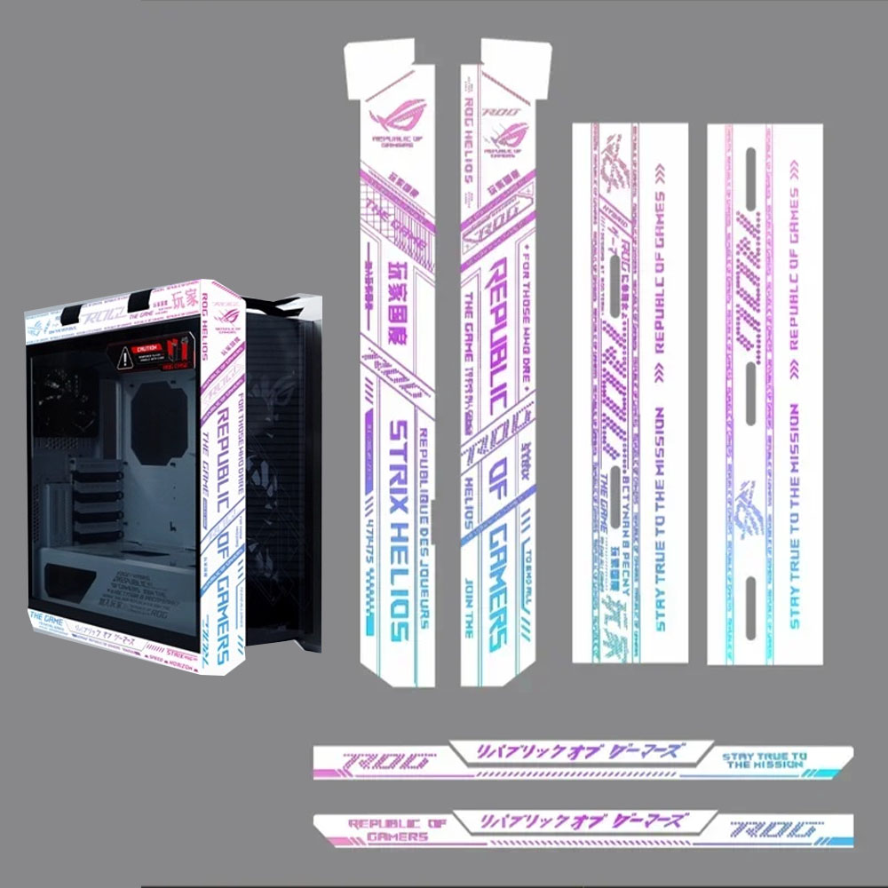 8 個キット DIY スエードステッカー Asus ROG GX601 ケース、カスタマイズされた Helios シャーシフレームストリッカー、MOD ゲーマーキャビネット装飾カバー