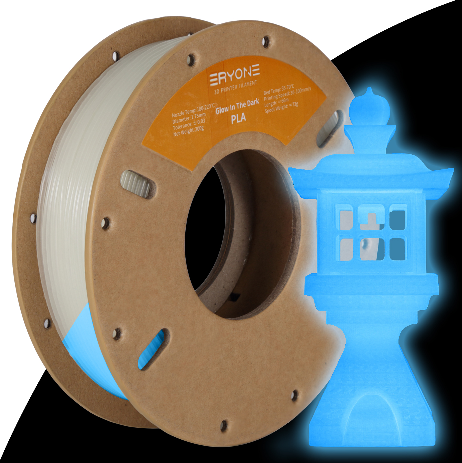 Eryone 250 グラム発光 PLA フィラメント 1.75 ミリメートル暗闇で光るプラスチック PLA 3D 印刷材料高品質卸売高速配送
