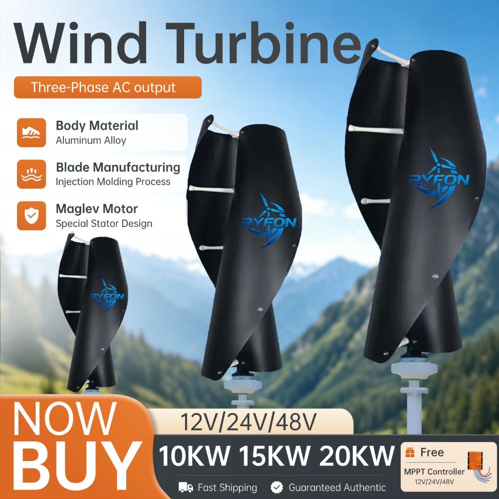 20KW 3相AC出力風力タービン15000W 48V風力タービンMPPTコントローラ付き10KWフリーエネルギー発電機24V家庭用