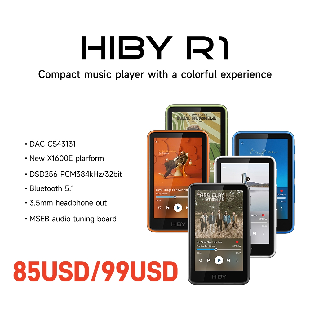 HiBy R1 HiFi オーディオ音楽プレーヤー MP3 USB DAC WiFi Bluetooth 5.1 DSD256 PCM384kHz/32 ビット X1600E CS43131 MSEB Web ラジオ 3.5 ミリメートル出力
