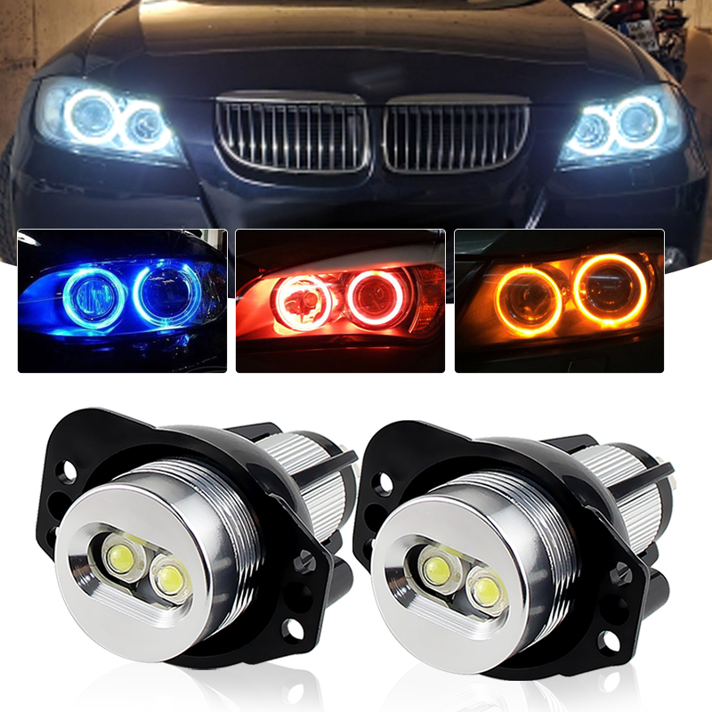 2 個 CANbus BMW E90 E91 3 シリーズ 325i 328i 335i 2006-2008 LED エンジェルアイズマーカーライト電球エラーフリー 10 ワットホワイト/レッド/ブルー