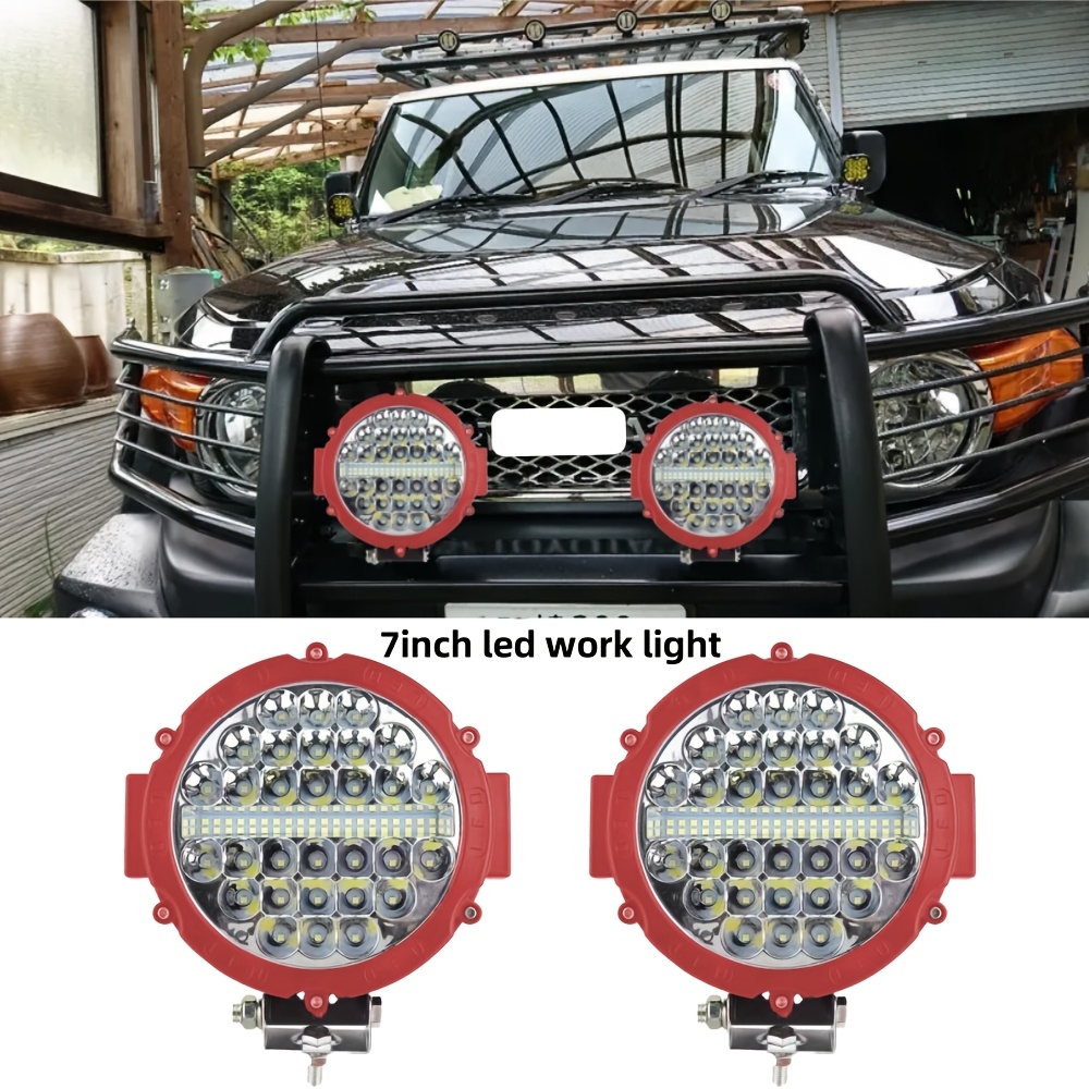 7 インチラウンド LED ライトポッドオフロードライト 12V-24V トラック、トラクター、SUV、RV、ATV、UTV、ボート用作業灯
