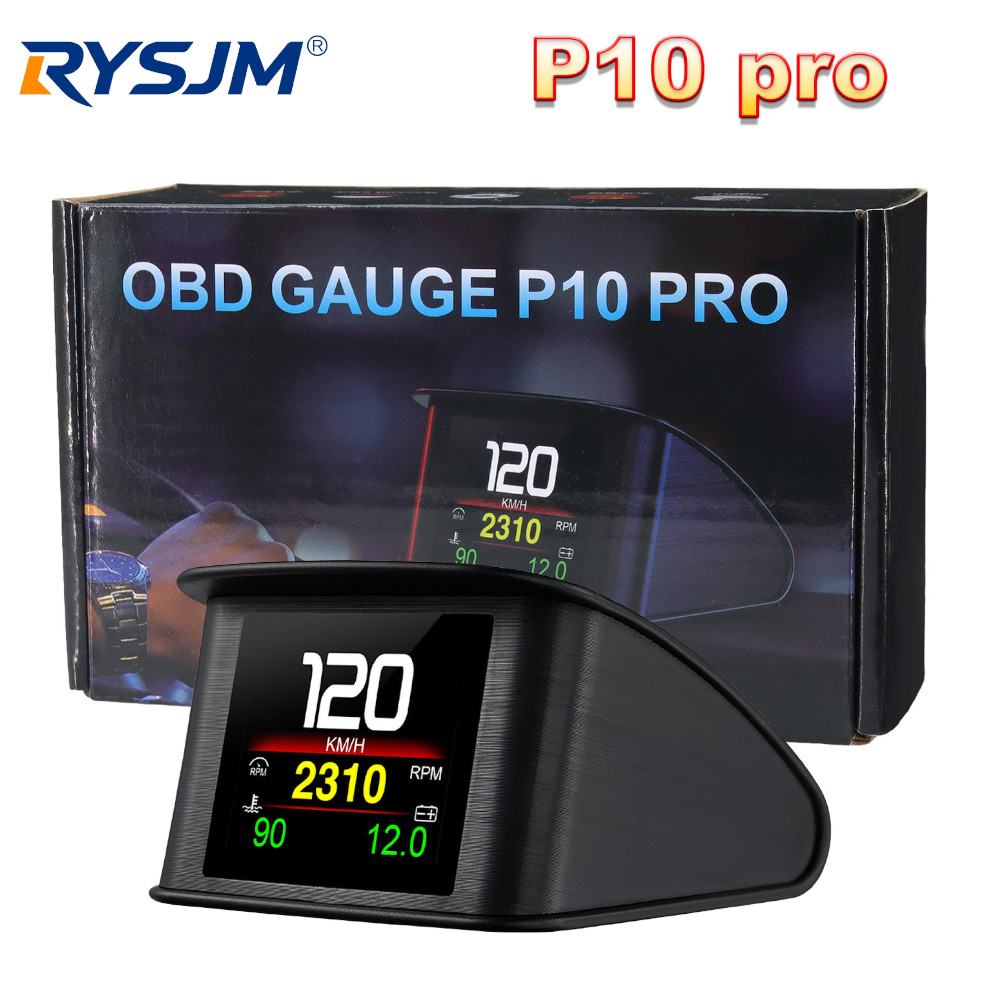 HD P10-PRO OBD2 HUD 車のヘッドアップディスプレイデジタルスピードメーター自動オンボードコンピュータ速度 RPM 温度電圧アラーム付き