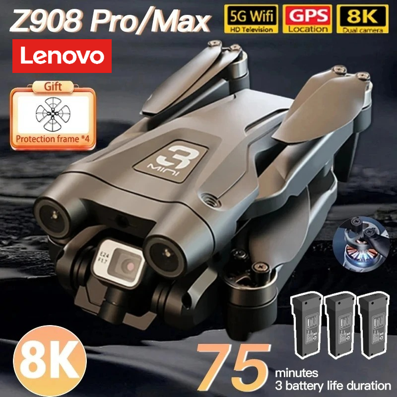 Lenovo Z908 Pro /MAX 4K Drone Professional 8K GPS Dron Optical Flow Localization 3sided Obstacle Avoidance Quadcopter RC Toys