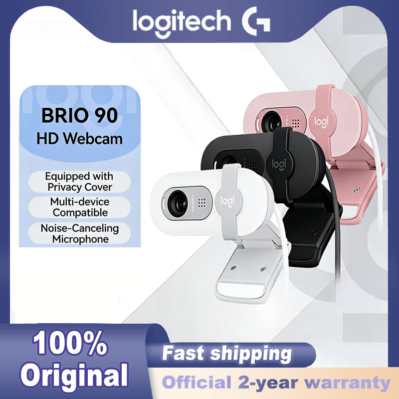 新品・純正ロジクール Brio 90 HD 1080p ウェブカメラ。自動調光機能、プライバシーシャッター、内蔵マイク搭載。