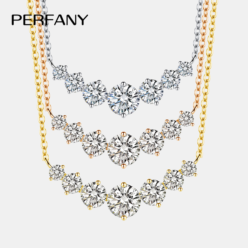 PERFANY すべてモアッサナイトネックレス女性のための S925 純銀スマイルスパークリングダイヤモンドペンダントファッション高級ジュエリーパーティーギフト