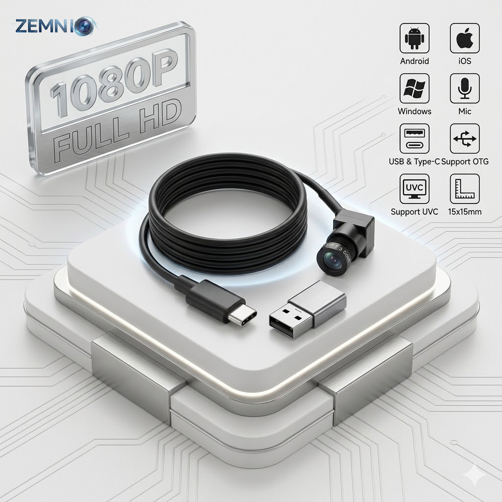2MP 1080P ウェブカメラ、マイク付き、ミニタイプ C