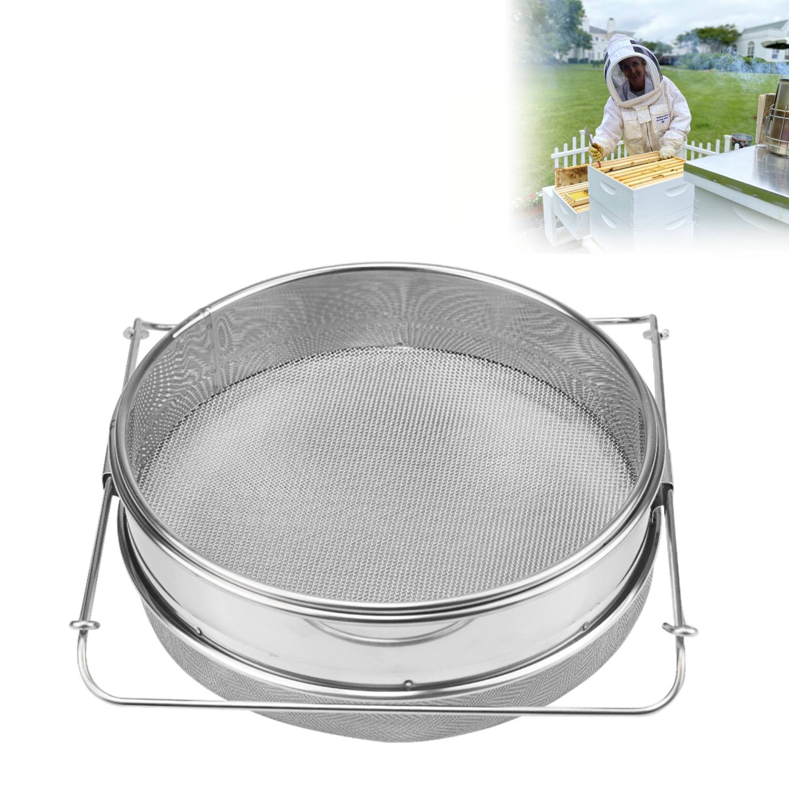1 セット二重層ストレーナーステンレス鋼ハニーフィルター養蜂用品