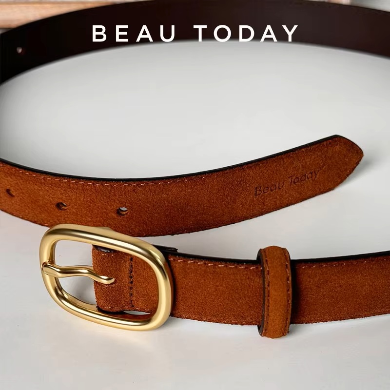 BEAUTODAU ベルト女性床革トレンド楕円形ピンバックルアクセサリーオールマッチジーンズウエストバンドレディース手作り 91119