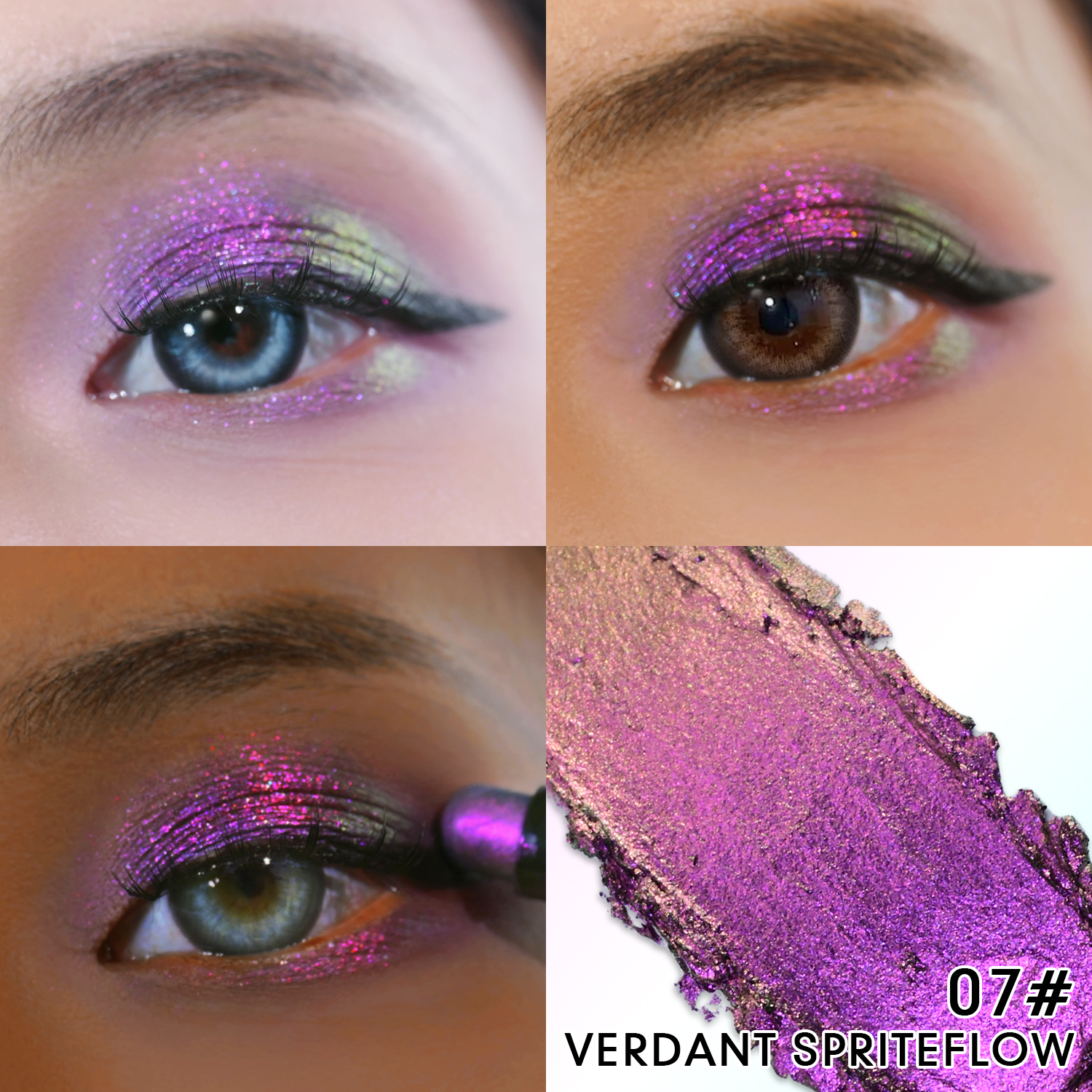 CHARMACY 新しいマルチクロームアイシャドウスティックとスポンジ防水長期的なグリッターアイプロフェッショナル Maquillaje 女性のための