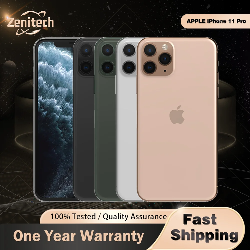 オリジナル Apple iPhone 11 Pro 4 グラム携帯電話 FACE ID NFC 4 ギガバイト 64 ギガバイト/256 ギガバイト OLED 5.8 "12MP 12MP A13 バイオニックヘキサコア iphone 11 プロ
