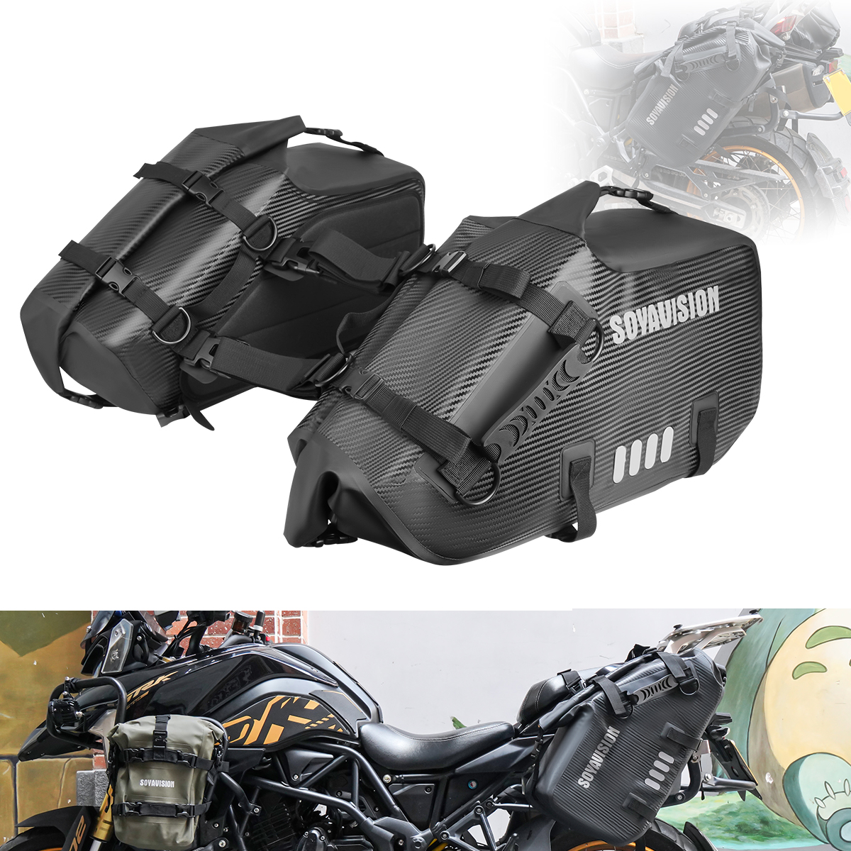 オートバイサドルバッグ防水ドライ旅行荷物サイドポケット 18L 28L 48L オートバイパニアユニバーサルモーターアクセサリー