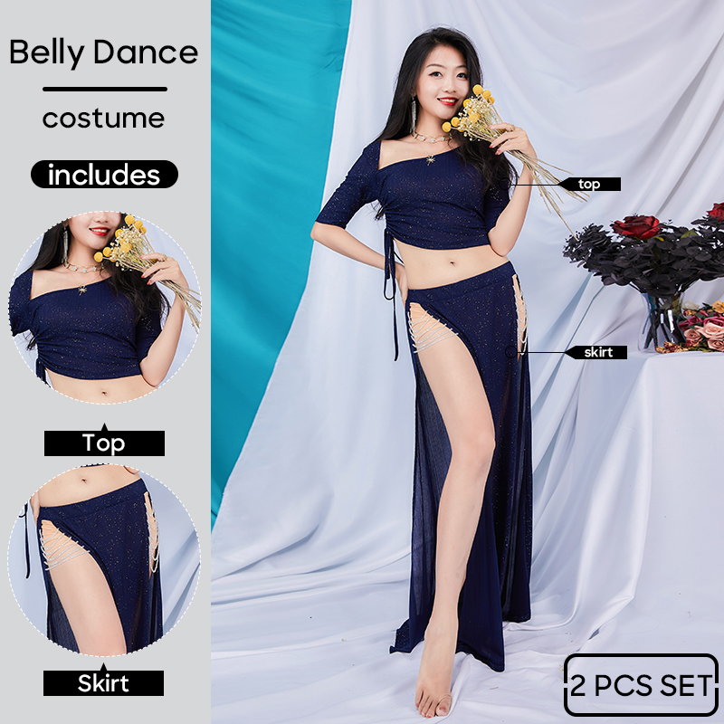 Belly Dance Costumes for Women Top and Skirt 2 Pcs Set Sexy Practice Clothes Dance Wear Outfit For Stage Performance Clothings