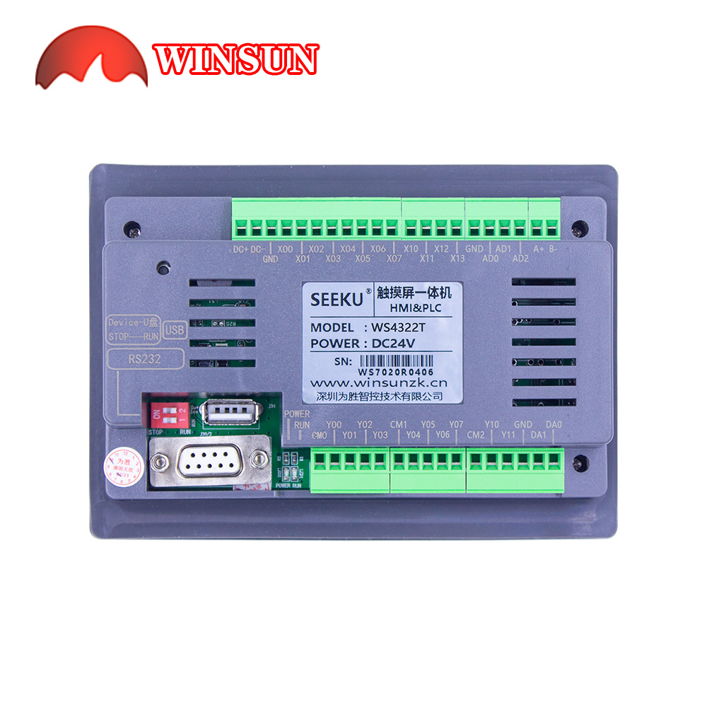Seeku WS4322 4312 4320 トランジスタリレー出力 HMI PLC オールインワン 4.3 インチタッチスクリーンコントローラ統合パネル