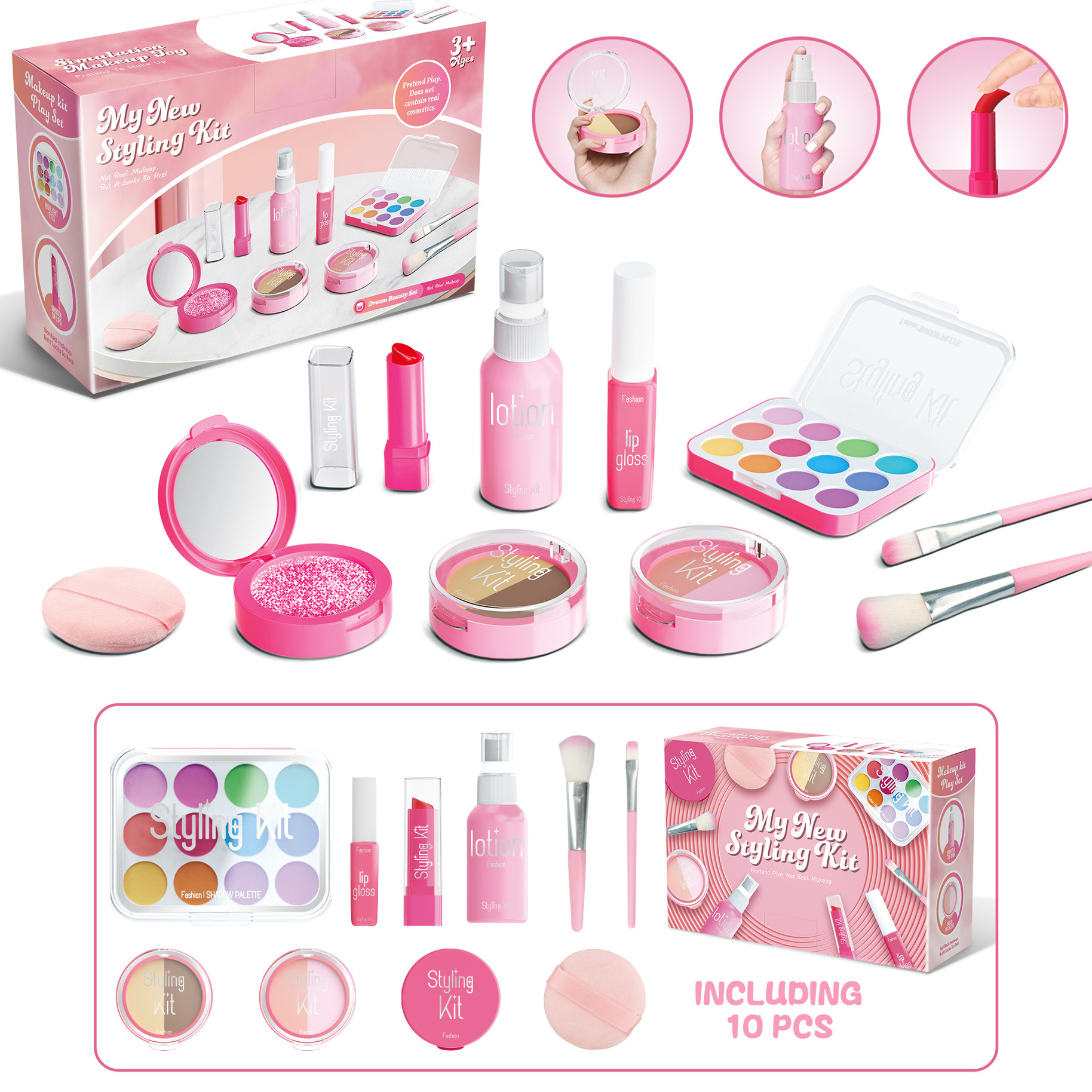 新しい非毒性女の子メイクおもちゃセット子供のふり家シミュレーション化粧品おもちゃアイシャドウパレット口紅アプリケーター付き