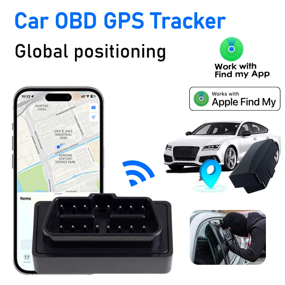 Apple アンチロスデバイス用 Find My App 付き OBD GPS トラッカー リアルタイム位置 GPS ロケーター プラグインバージョン 生涯無料システム