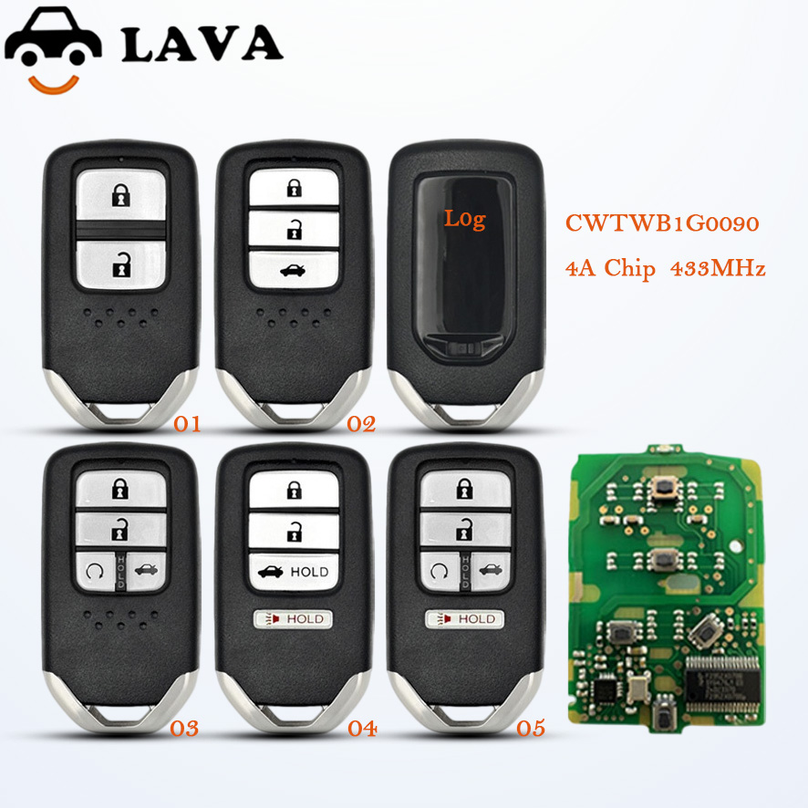 LAVA For Honda Accord Insight 2018 2019 2020 2021 2022 4A Chip 433.92MHz Smart Entry Key CWTWB1G0090 72147-TVA-A21 72147-TWA-A1