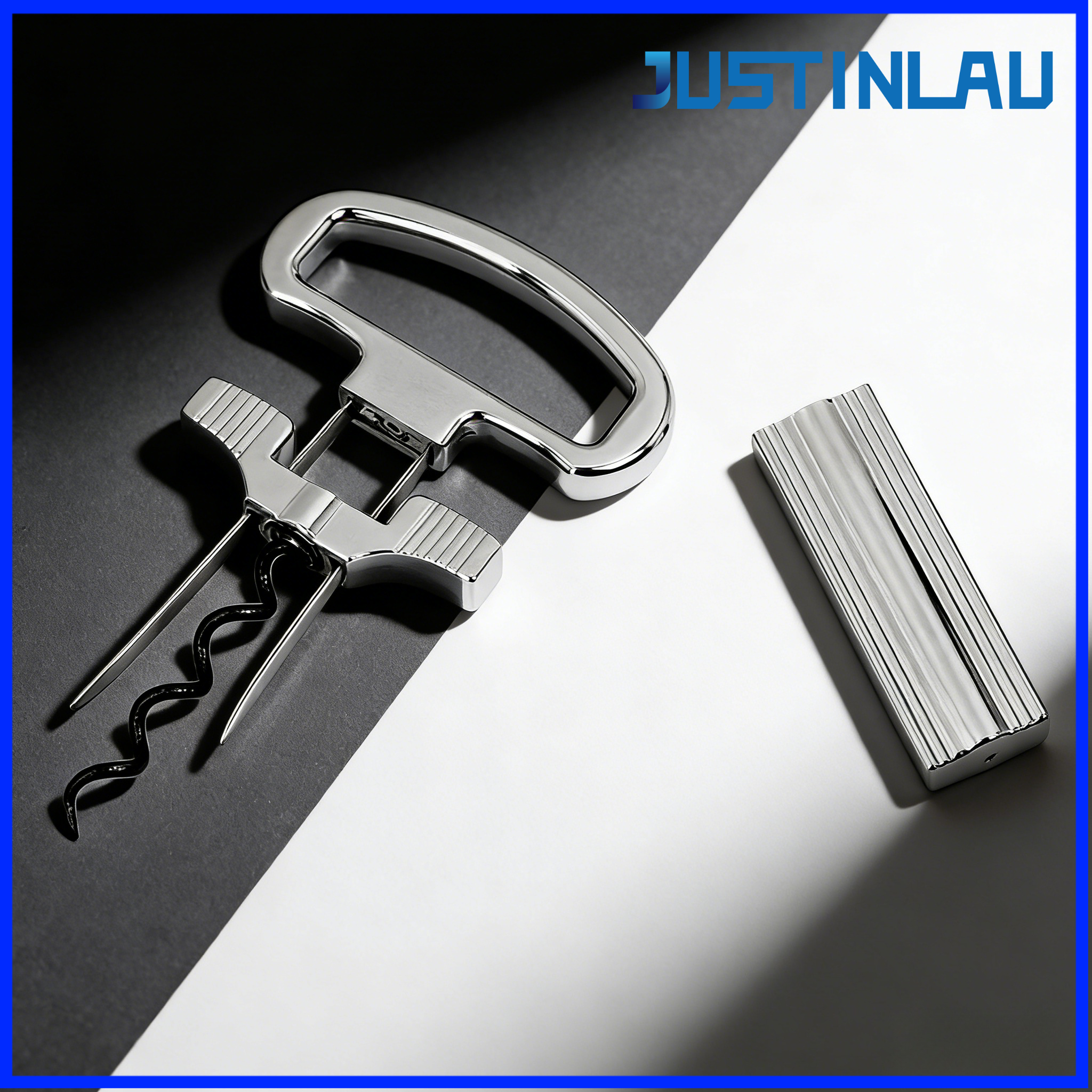 JUSTINLAU 2-in-1 ワイン栓抜きステンレス鋼ワインコルクを開ける家庭用ワインストッパークランプ鋼針栓抜き